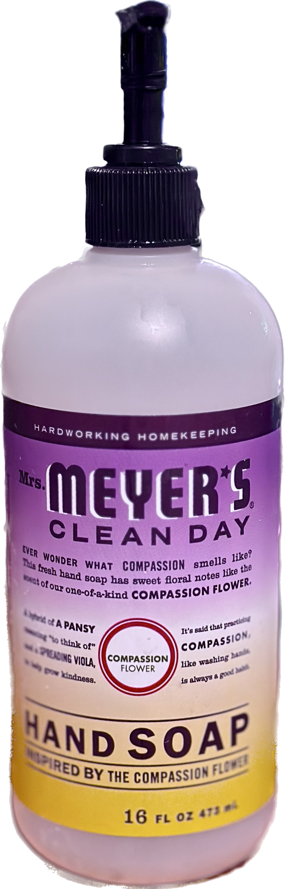 A photo of Mrs. Meyer’s Clean Day hand soap, Compassion Flower scent